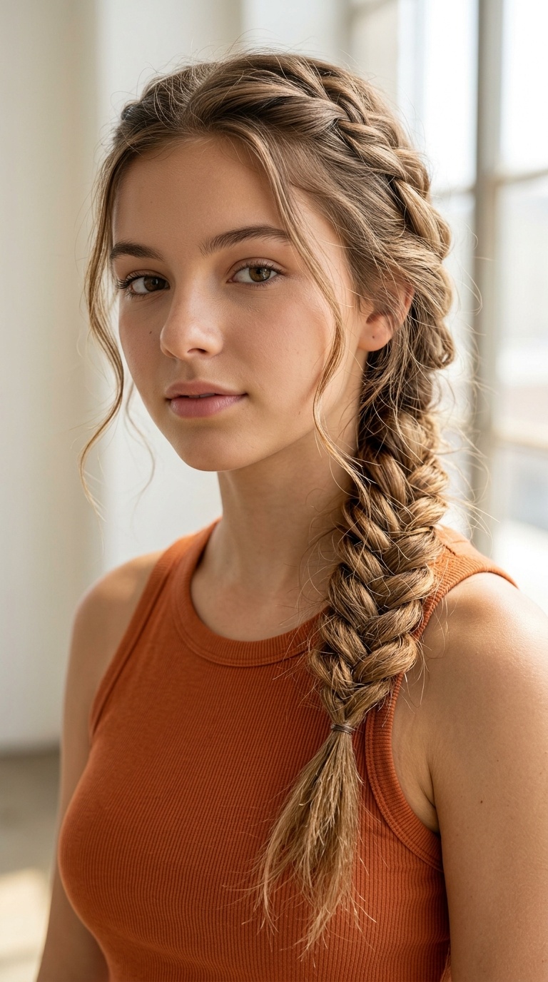 Fishtail Side Braid with Messy Texture