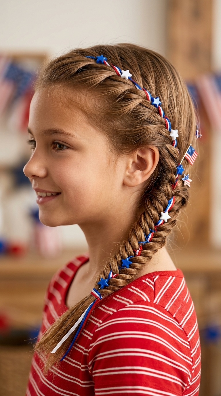 Flag-Inspired Fishtail Braid