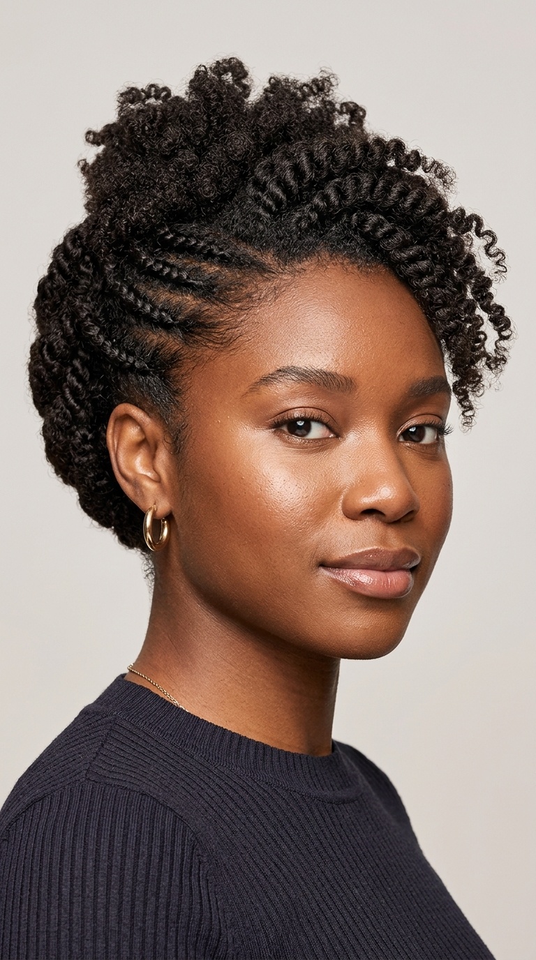 Flat Twist Updo with Coily Ends