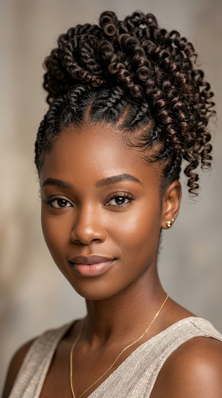 Flat Twist Updo with Spiral Ends