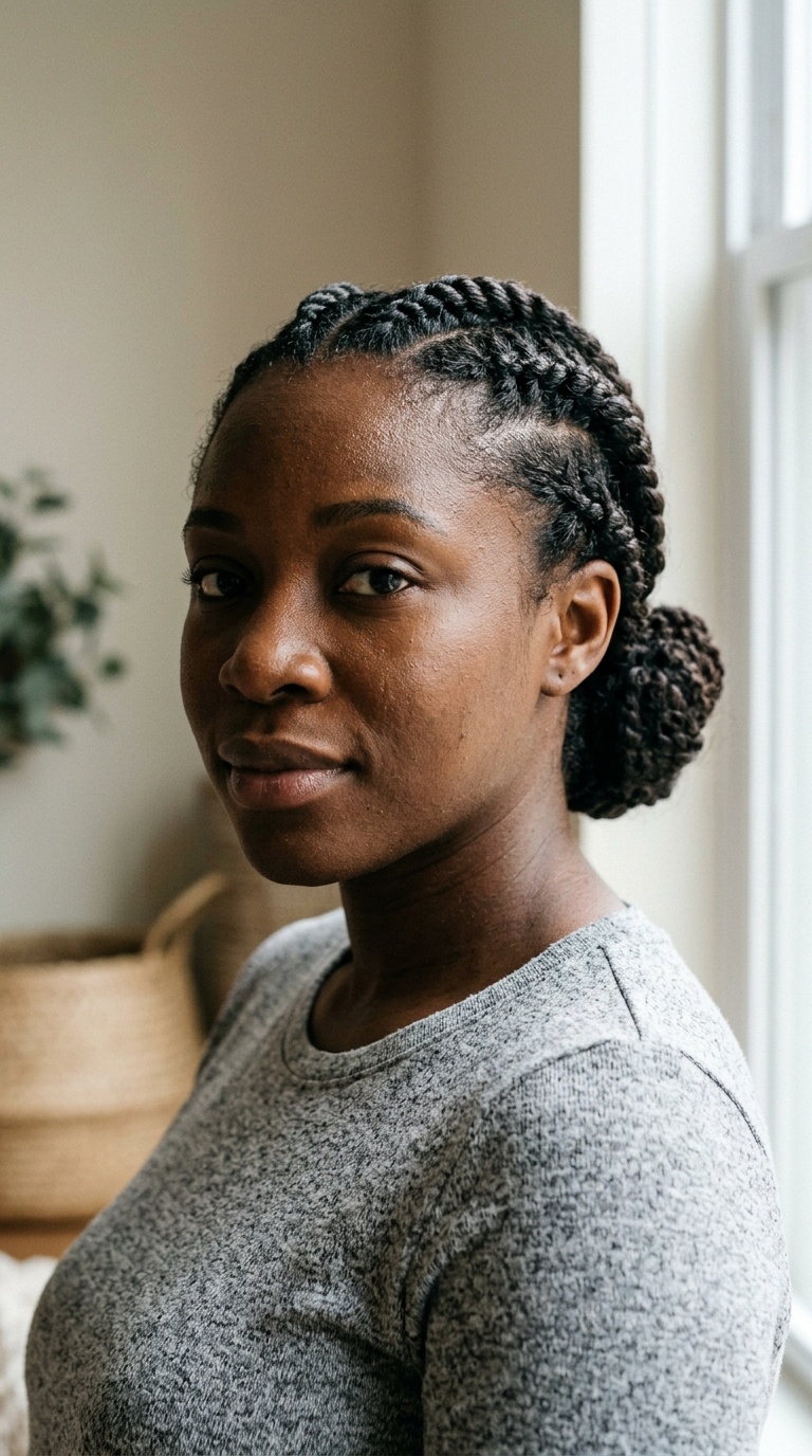 Flat Twists into a Low Bun