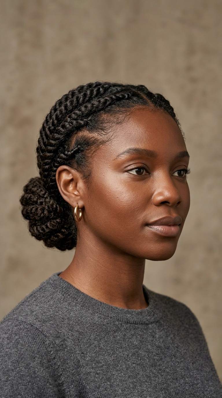 Flat Twists with a Low Bun