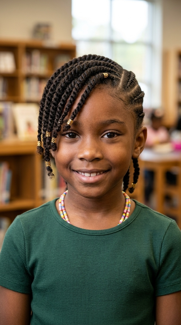 Flat Twists with Side-Swept Bangs