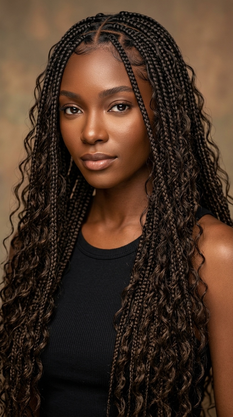 Floor-Length Bohemian Braids with Human Hair Curls