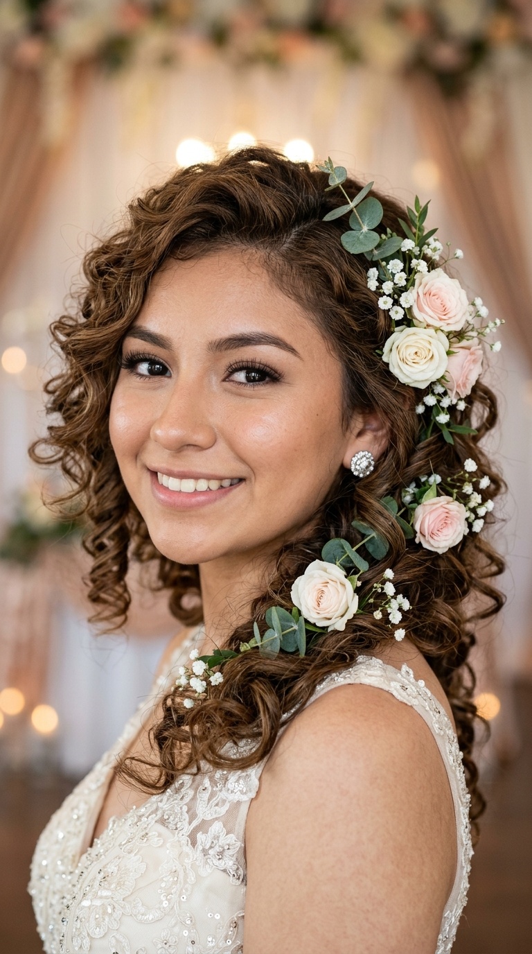 Floral Accented Romantic Curls