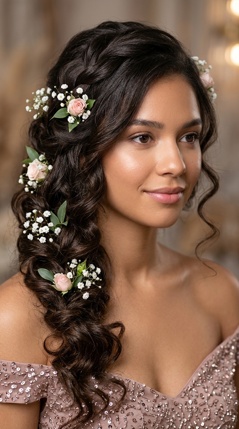 Floral Accented Soft Curls