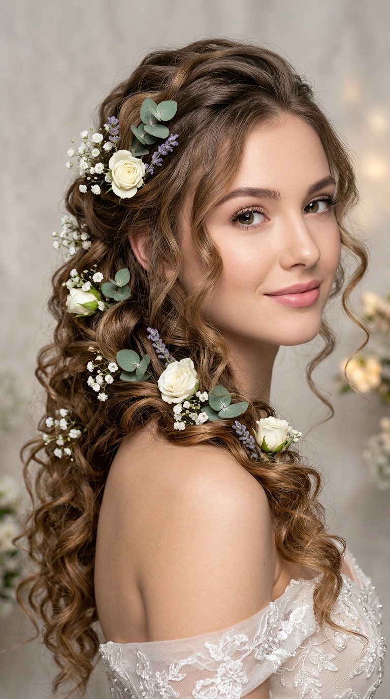 Floral-Adorned Romantic Curls