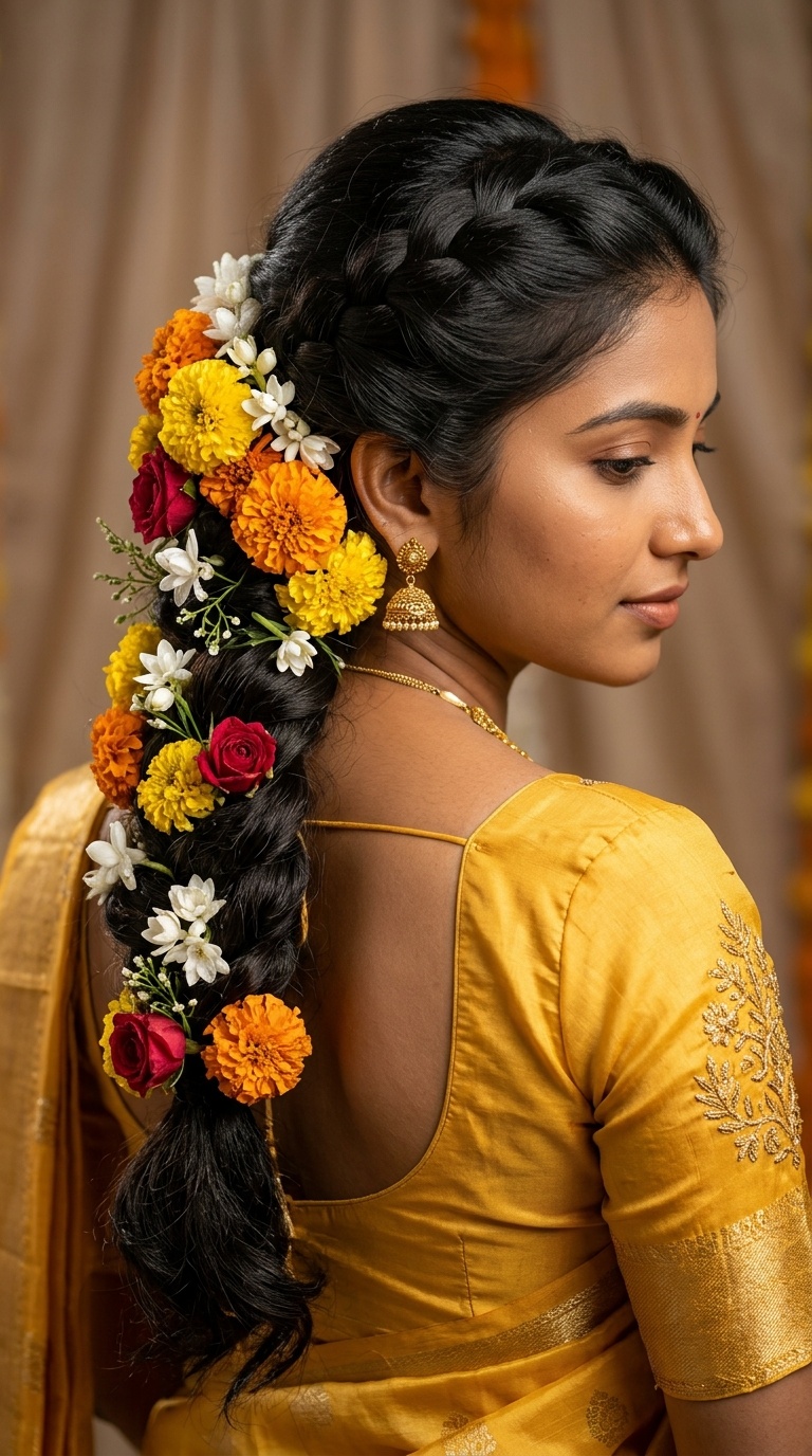 Floral Bouquet Braid for Haldi