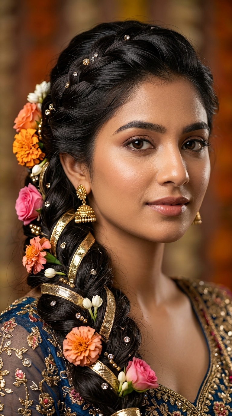 Floral Braid with Gota Patti