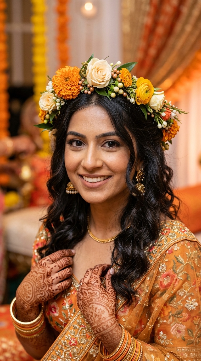 Floral Crown Halo for Mehendi