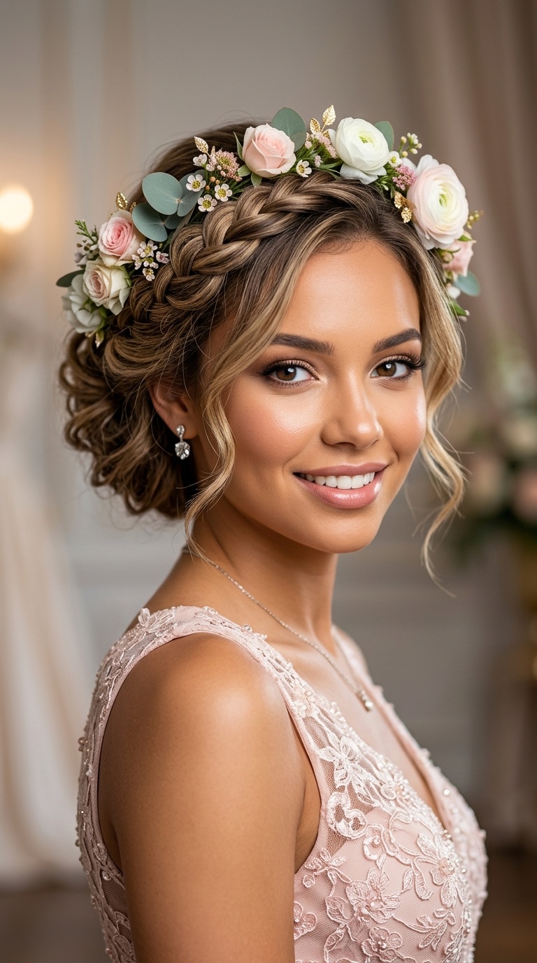 Floral Crown Tucked Bob
