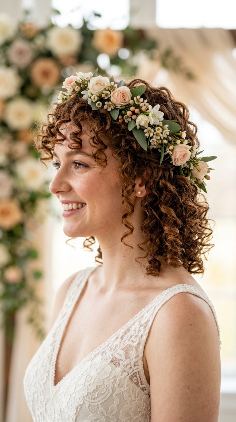 Floral Crown with Natural Ringlets