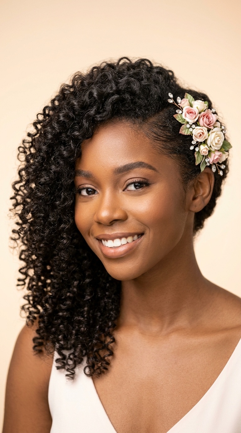 Floral-Pinned Side Sweep