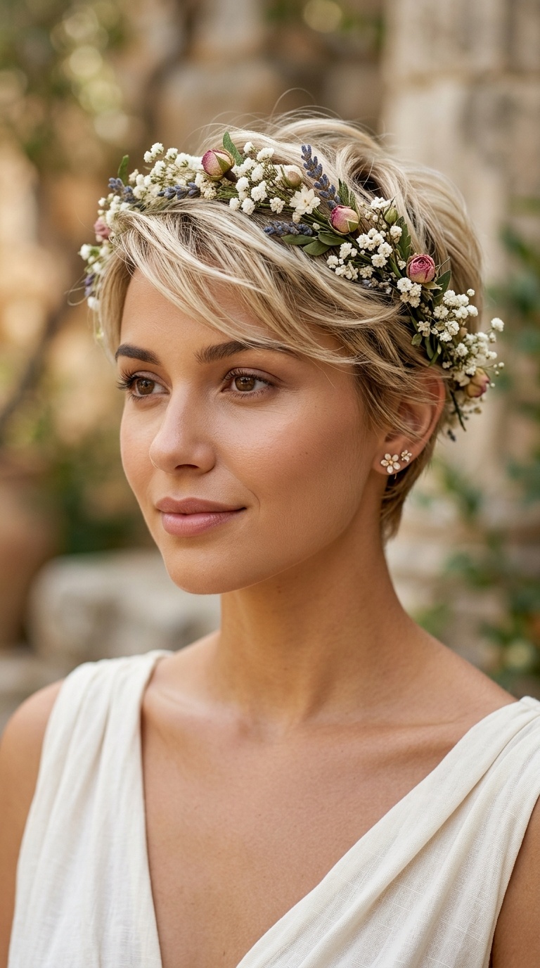 Floral Wreath Pixie Cut