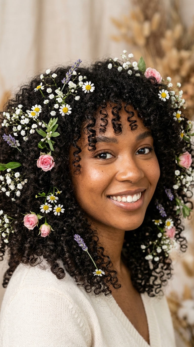 Flower Child Curls with Fresh Florals