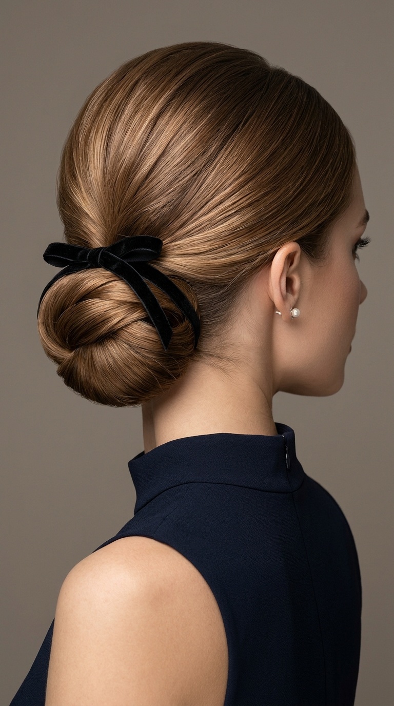 Folded Chignon with Ribbon