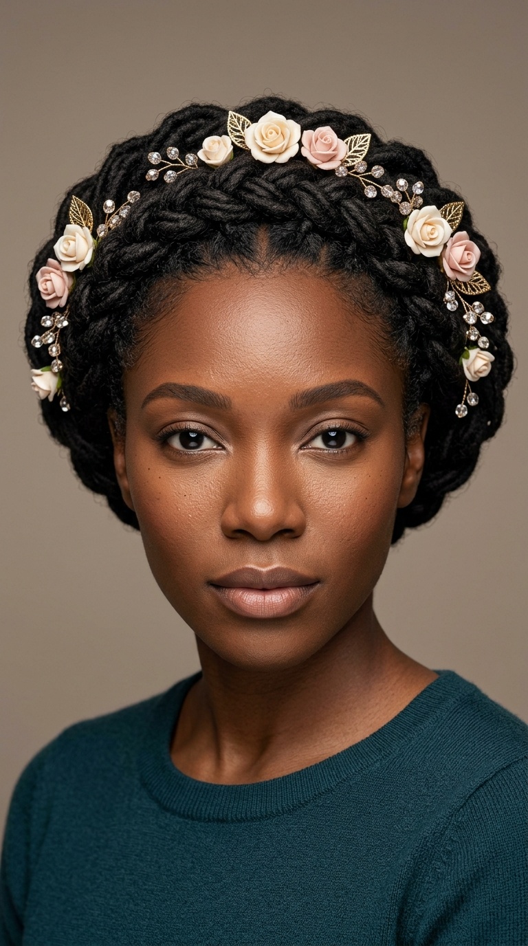 Formal Crown with Floral Accents