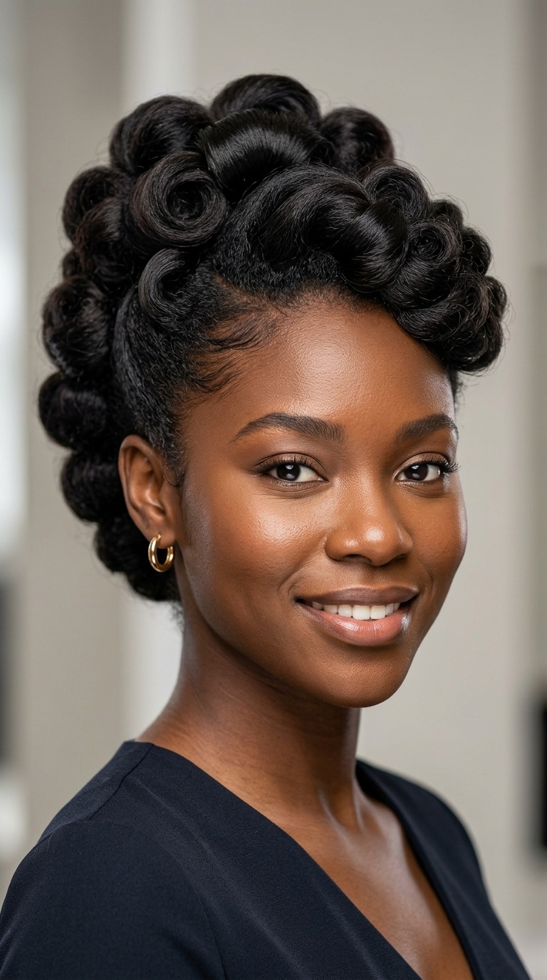 Formal Updo with Rolled Accents