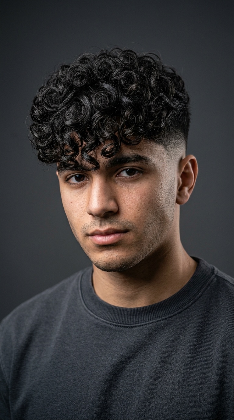 Forward-Swept Heavy Curly Fringe