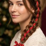 15 Hairstyles for Christmas Braids with Holiday Ribbon Ties
