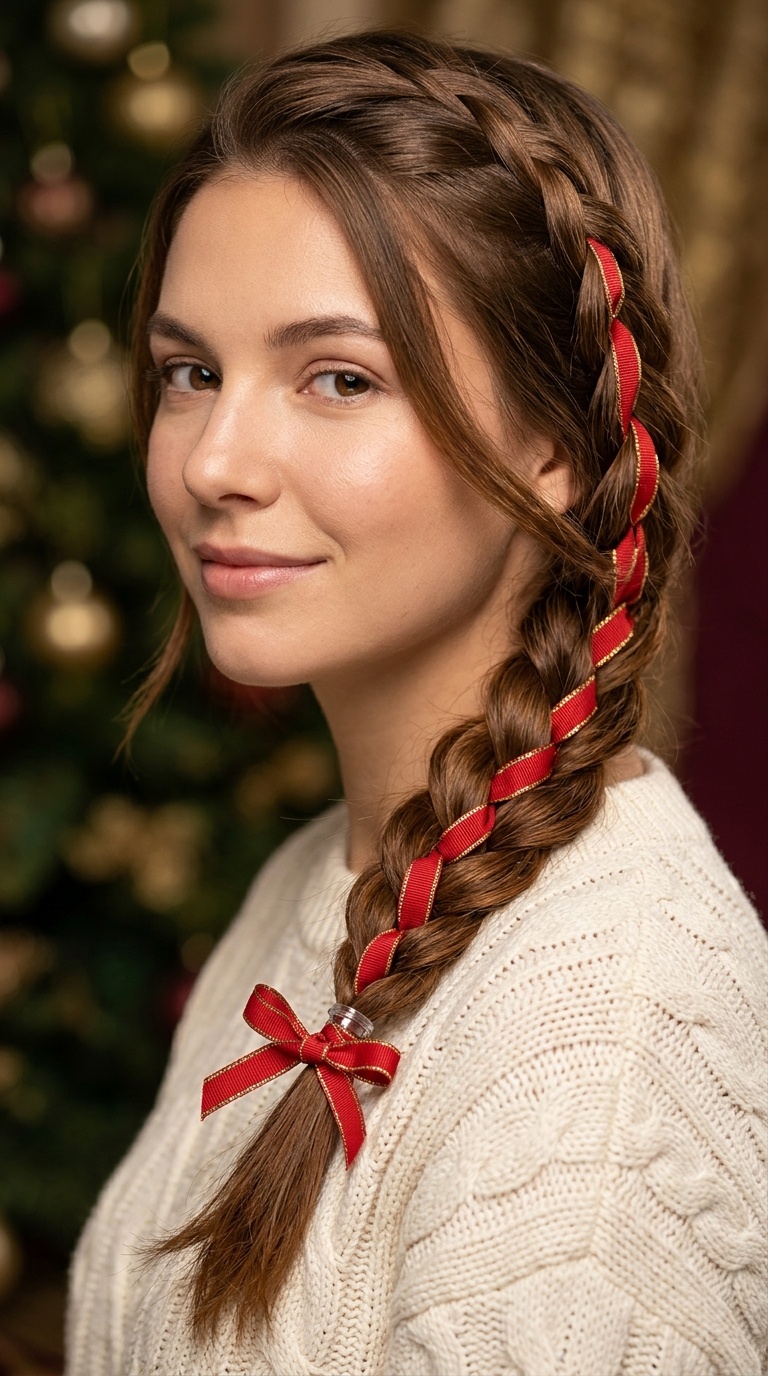 Four-Strand Braid Using Ribbon as the Fourth Strand