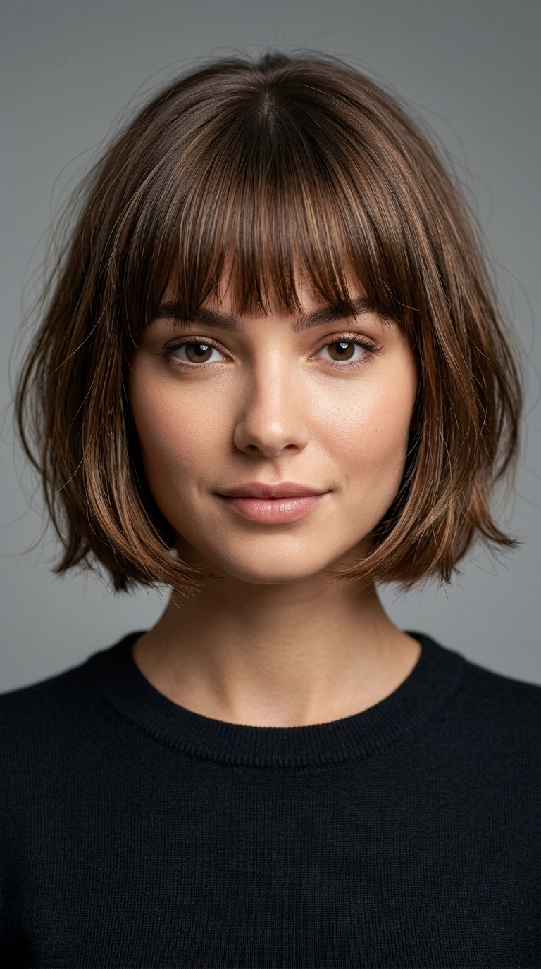 French Bob with Brow-Skimming Bangs