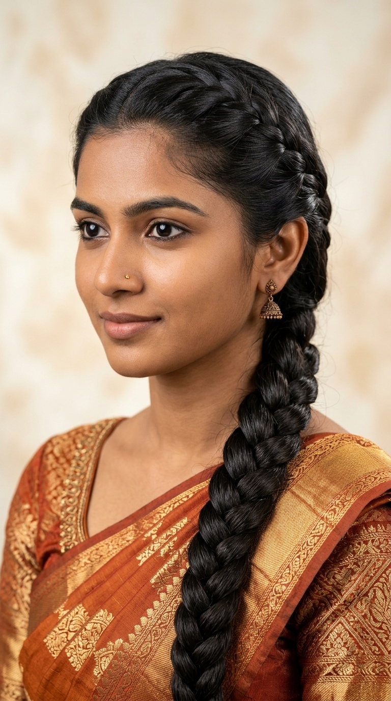 French Braid into a Long Plait