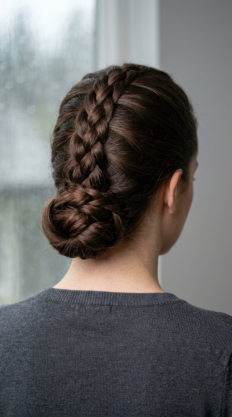 French Braid into a Low Bun