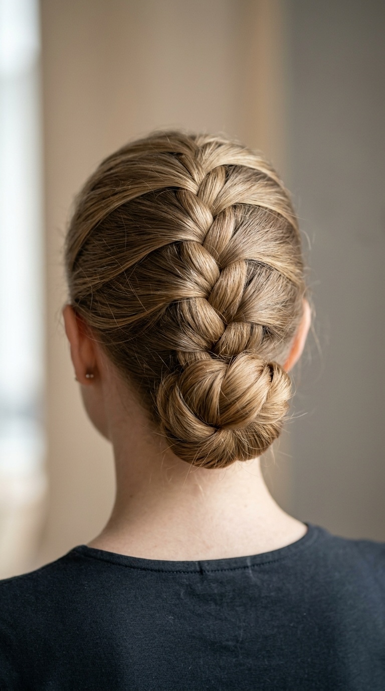 French Braid Into a Low Bun