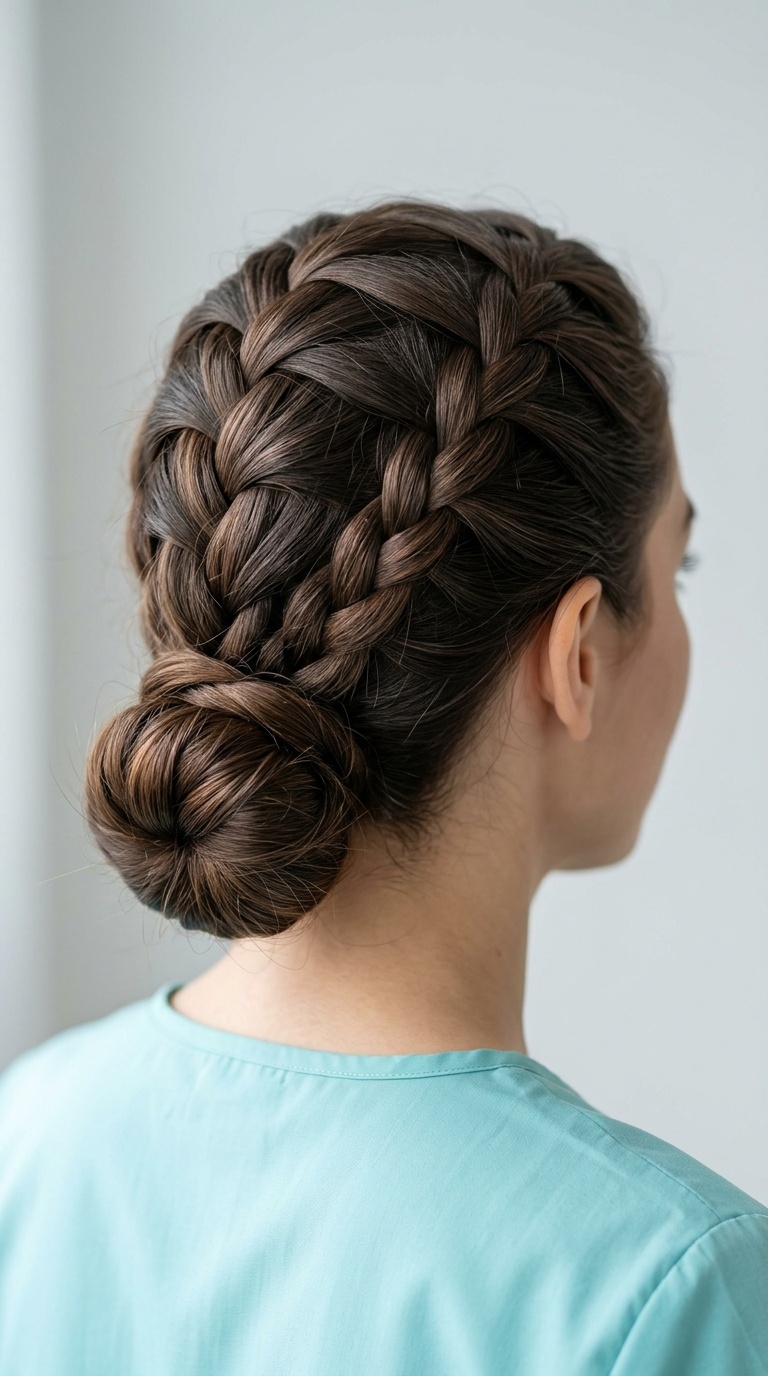 French Braid into a Low Bun