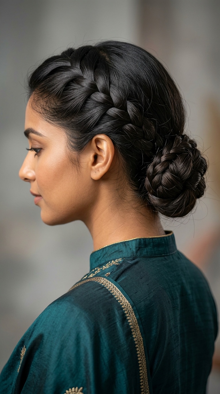 French Braid into a Low Chignon