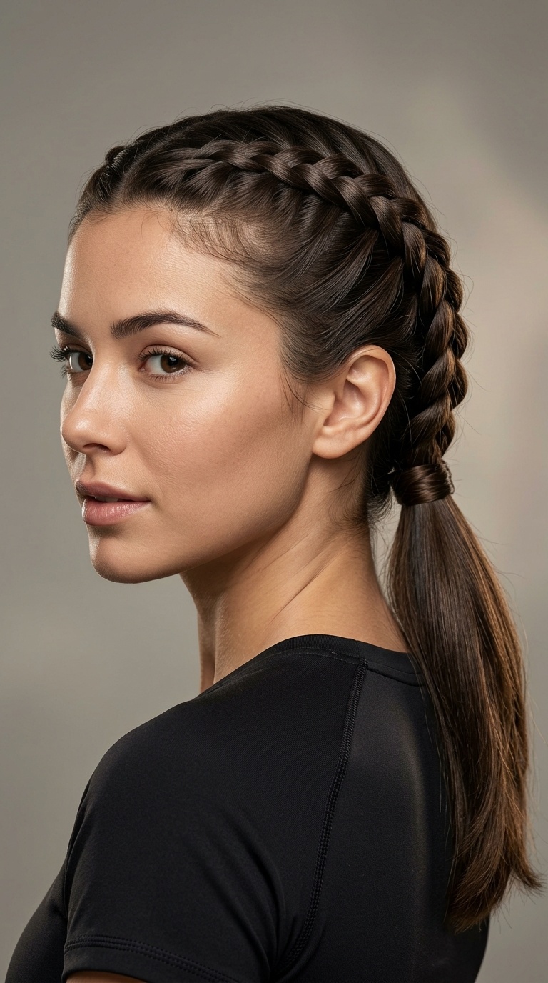 French Braid into a Low Pony