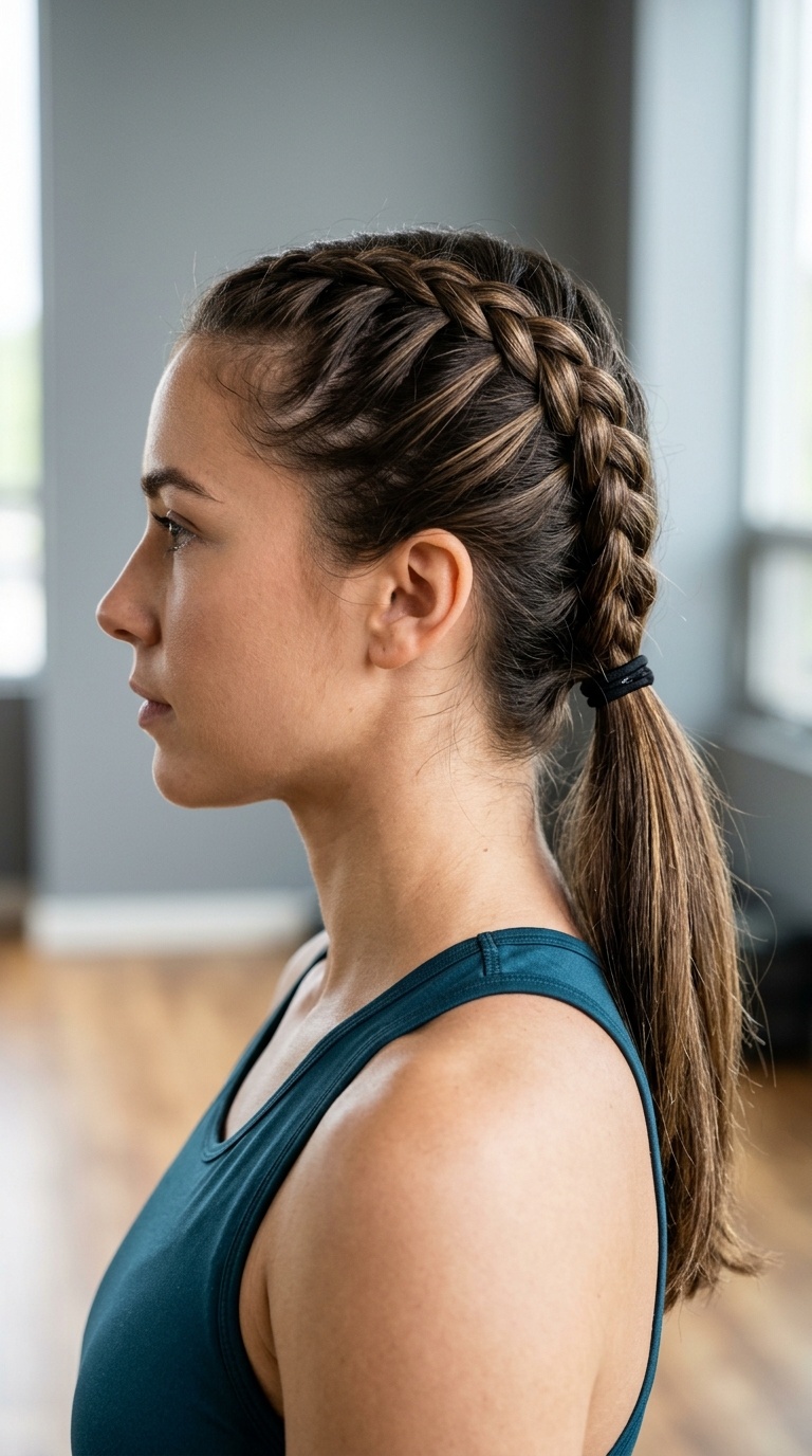 French Braid into a Low Pony