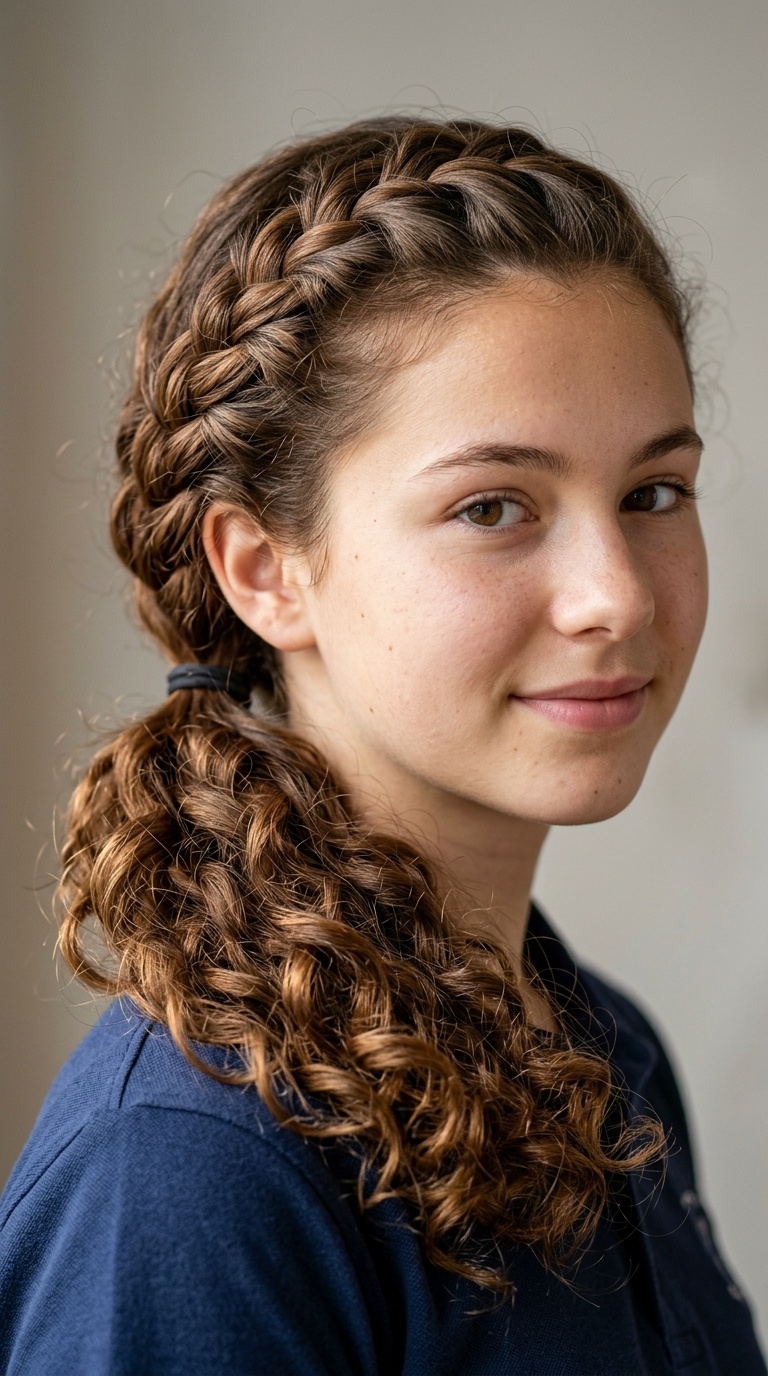 French Braid into a Low Pony