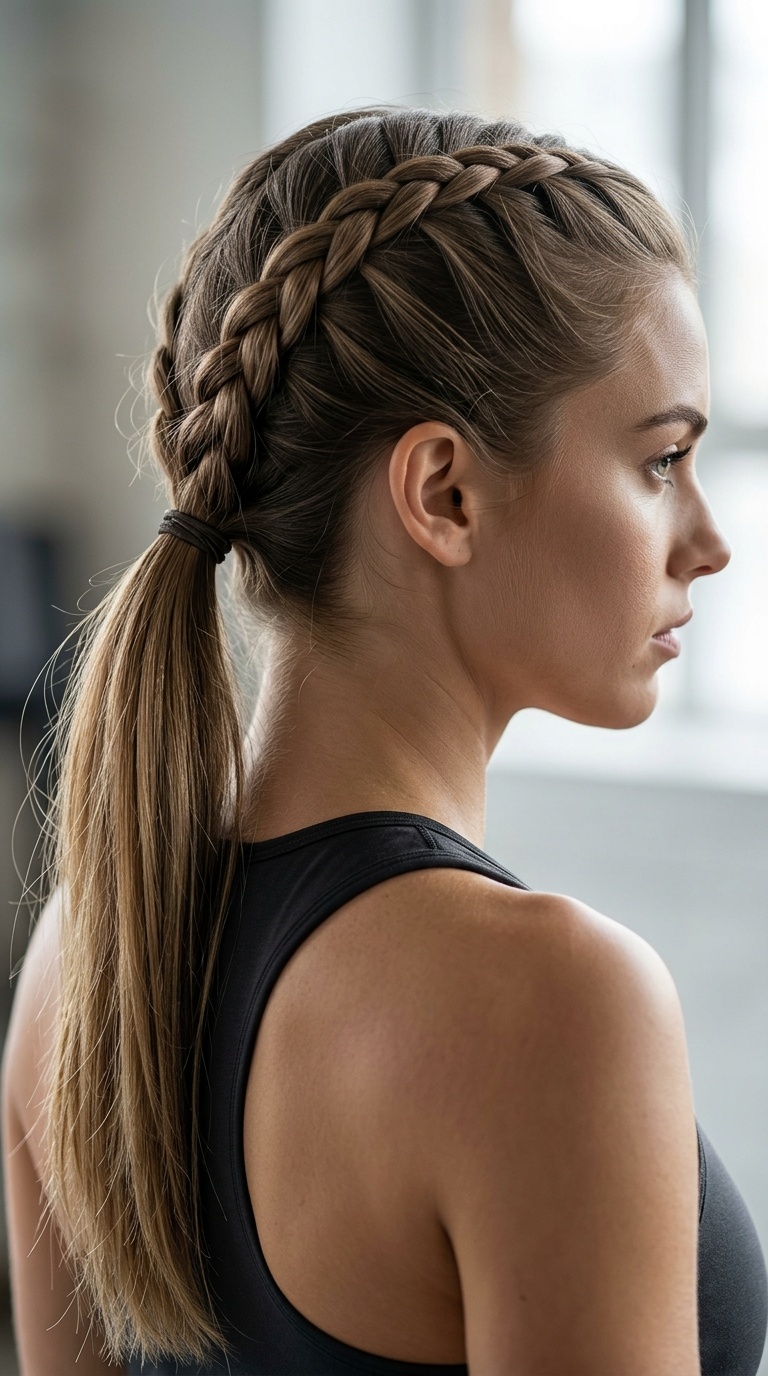 French Braid into a Low Ponytail