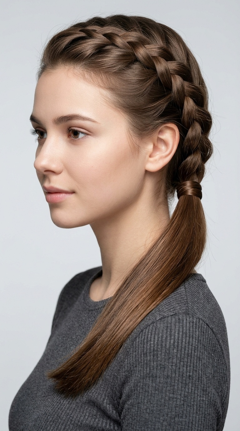 French Braid into a Low Ponytail