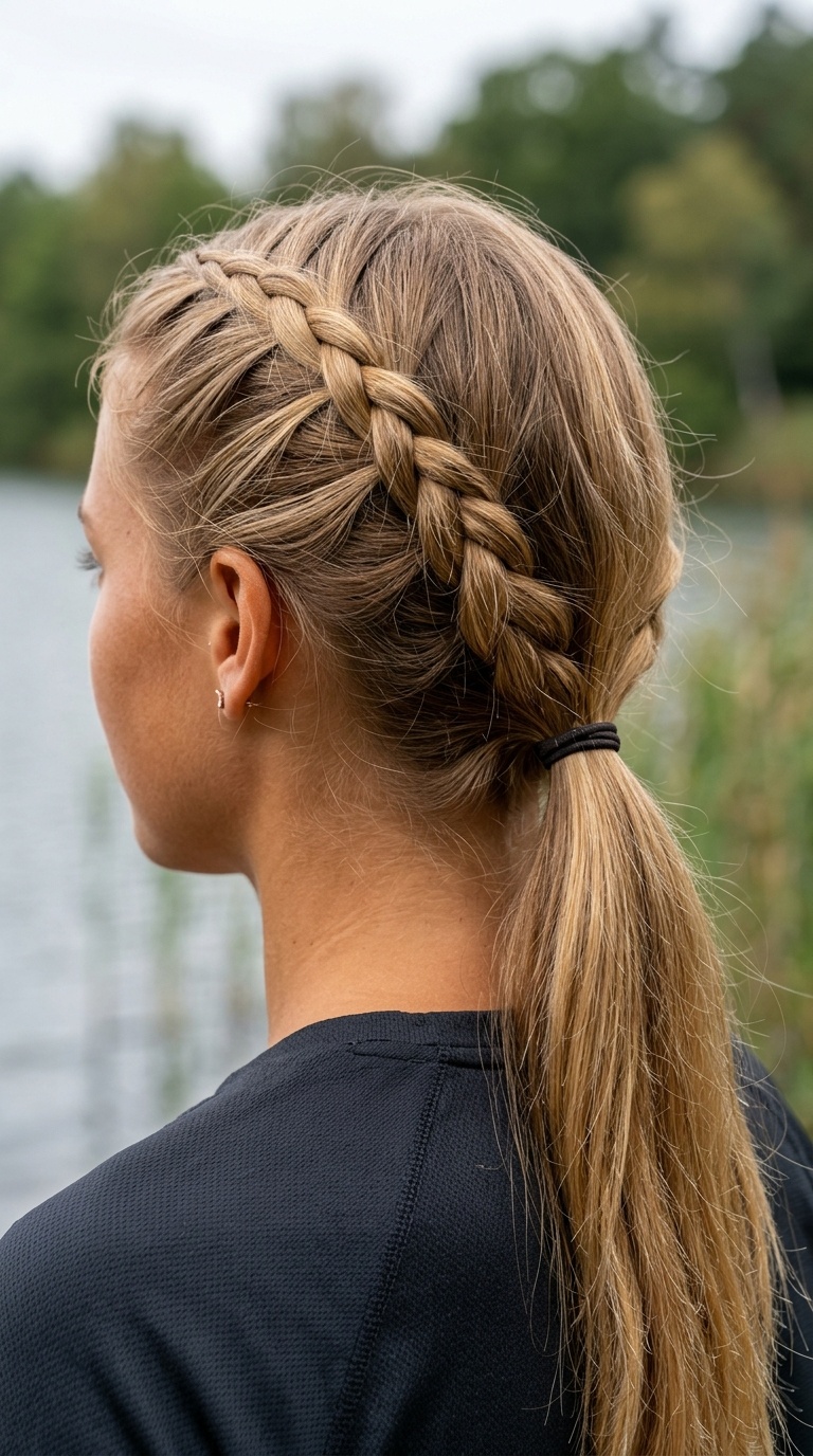 French Braid into a Low Ponytail