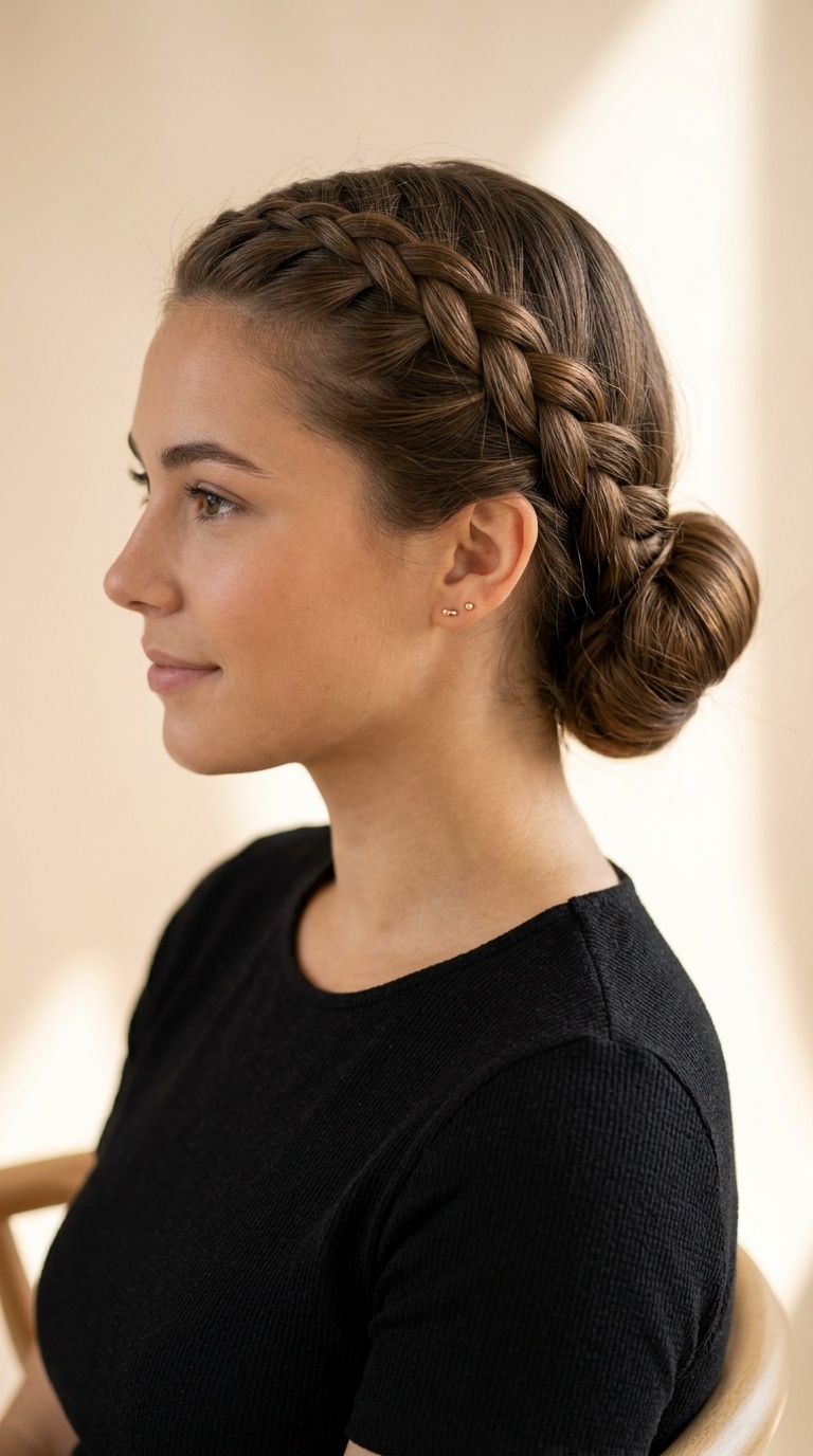 French Braid into a Low Sleek Bun
