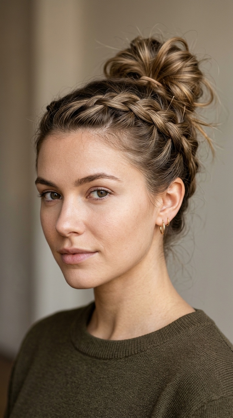 French Braid into a Messy Bun
