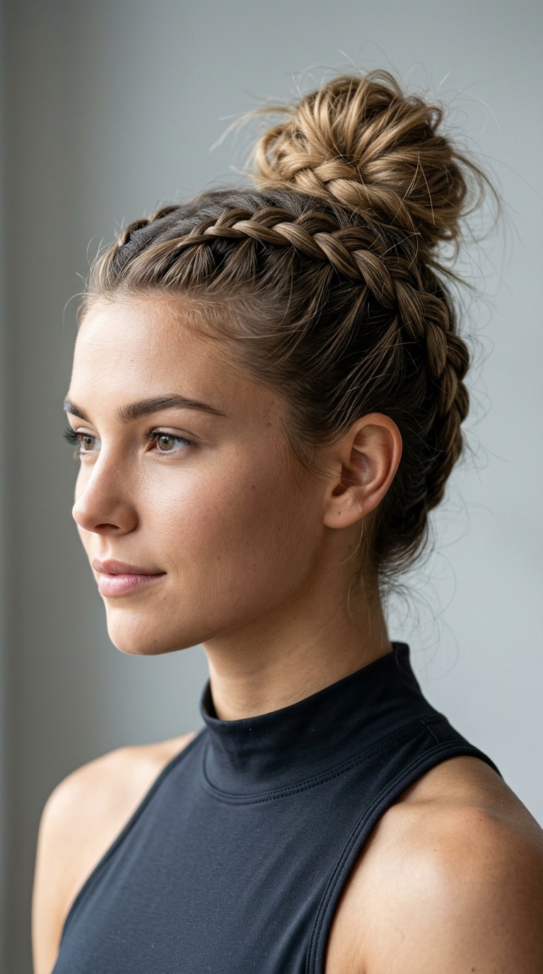 French Braid into a Messy Bun