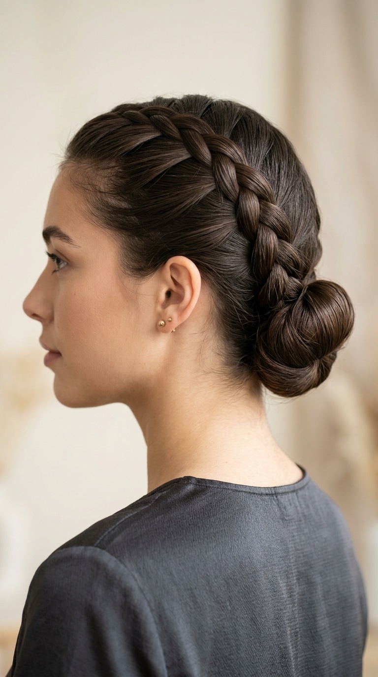 French Braid into Low Bun