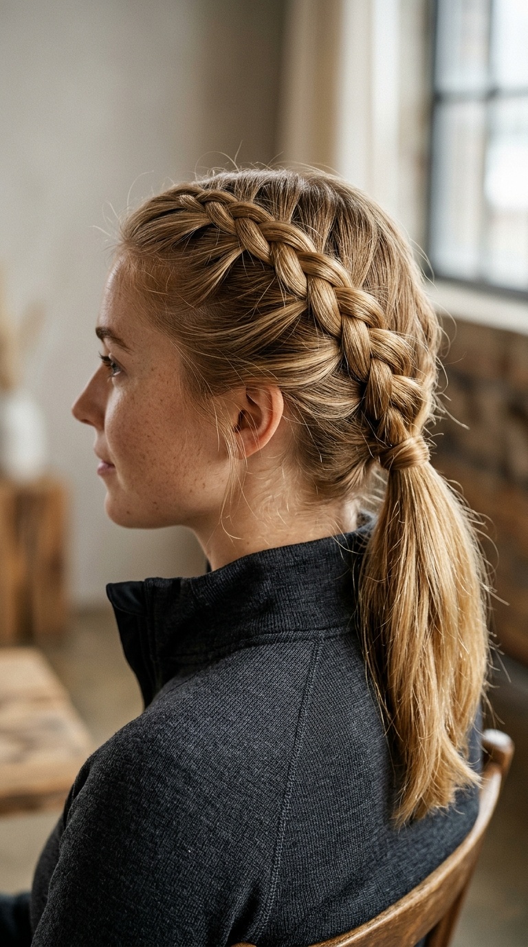 French Braid into Low Pony