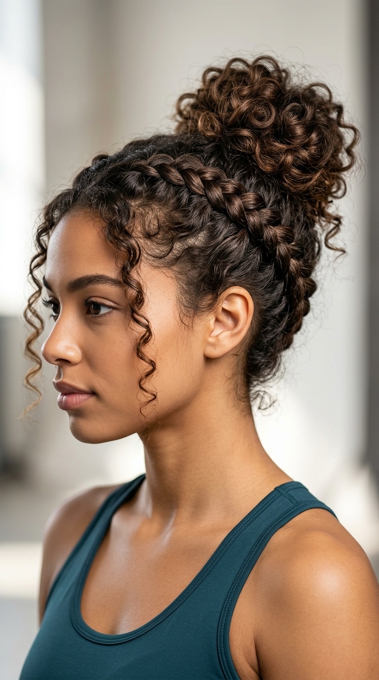 French Braid into Messy Bun