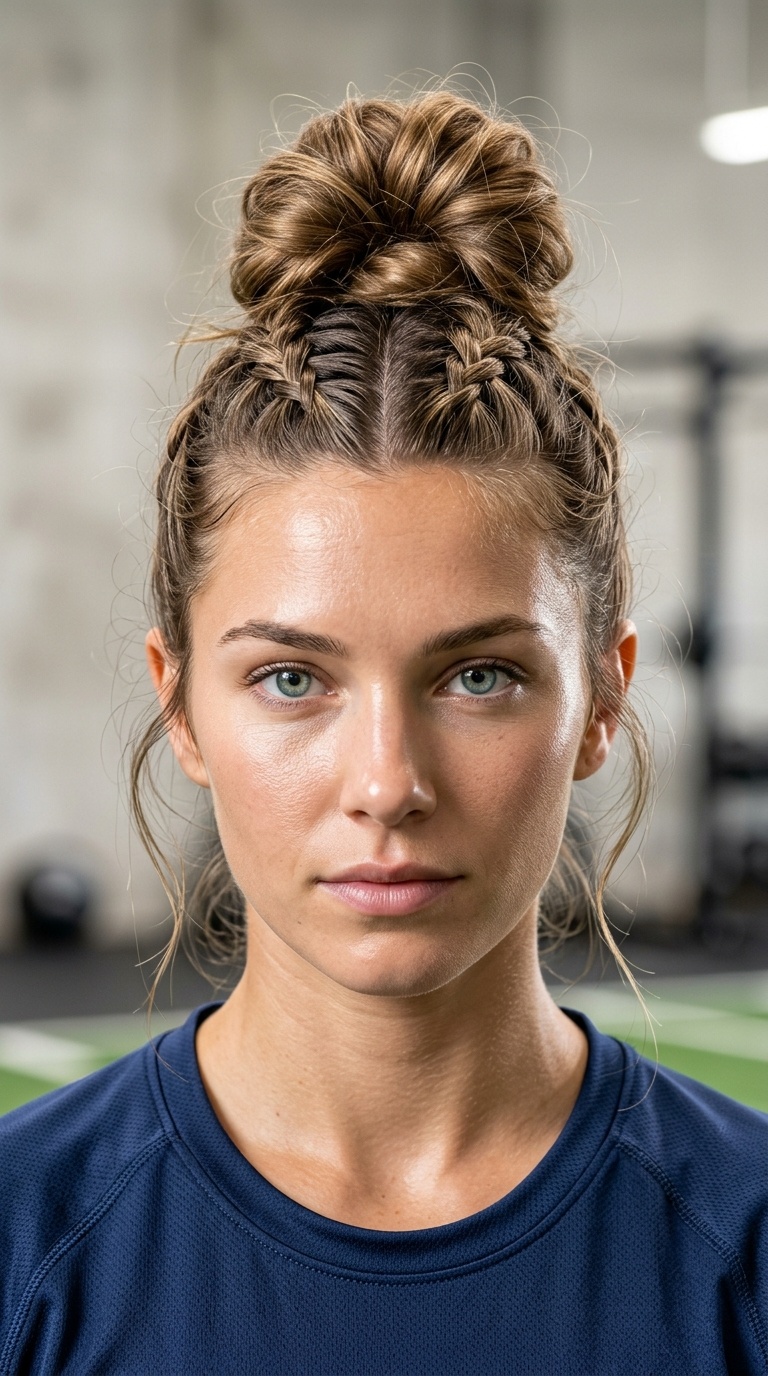 French Braid into Messy Bun