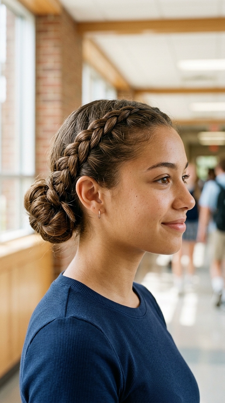 French Braid Low Bun