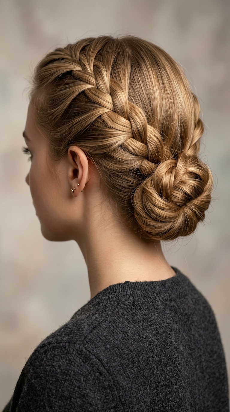 French Braid Low Bun