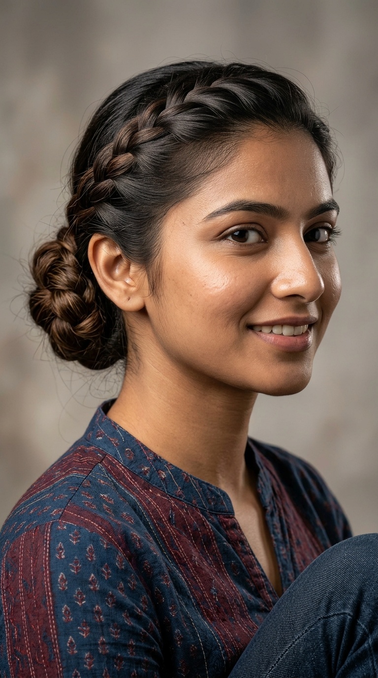 French Braid with a Low Bun