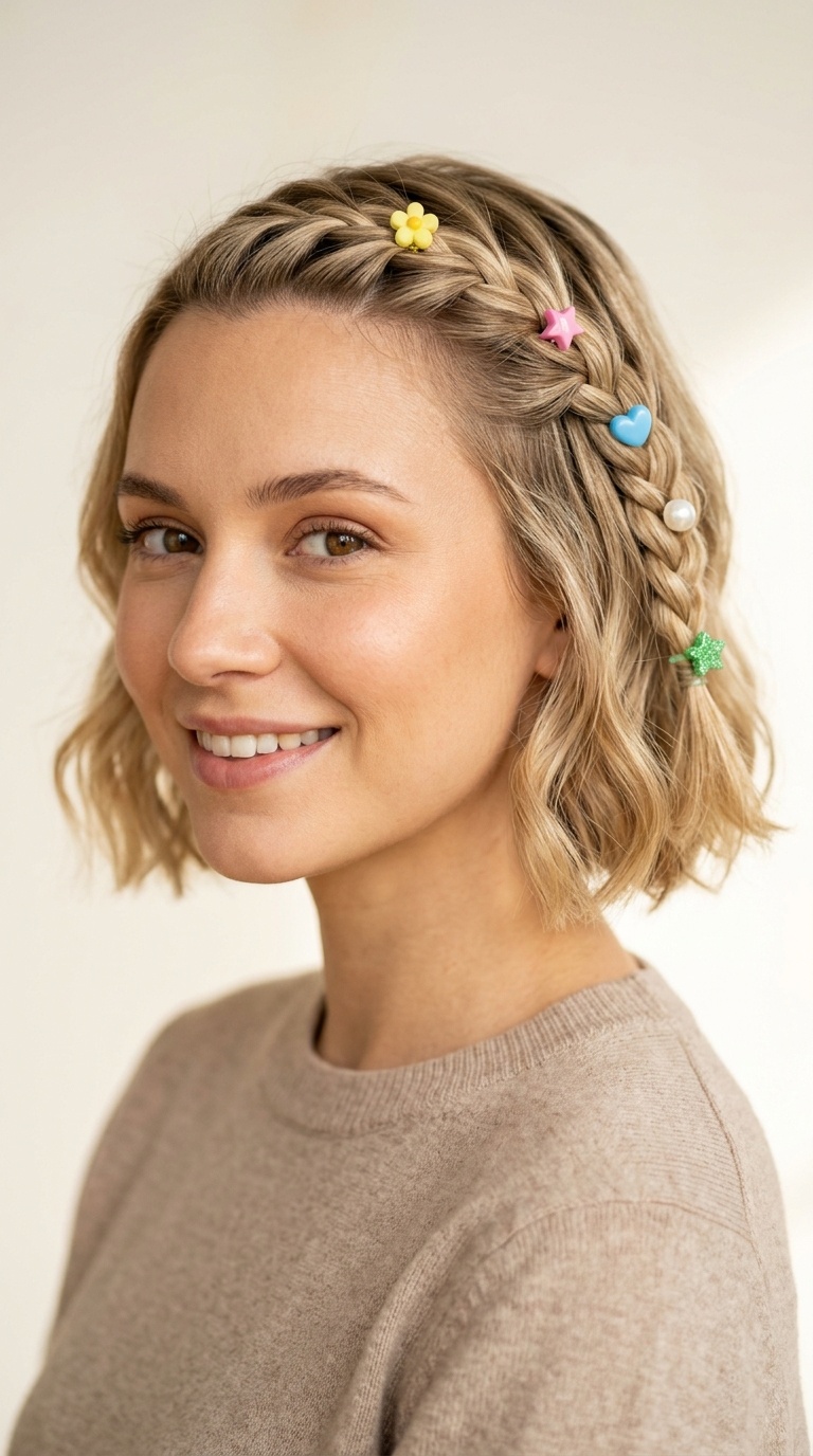 French Braid with Mini Clips