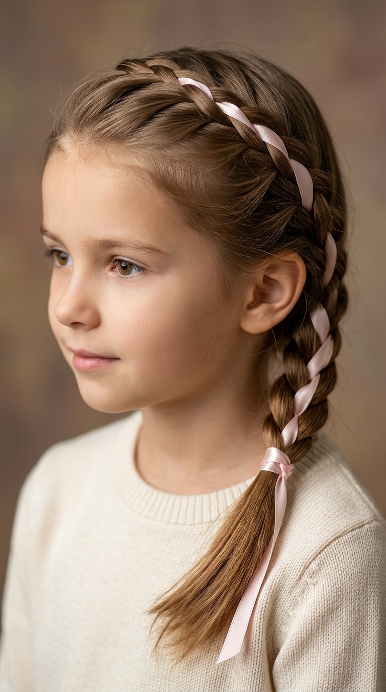 French Braid with Ribbon