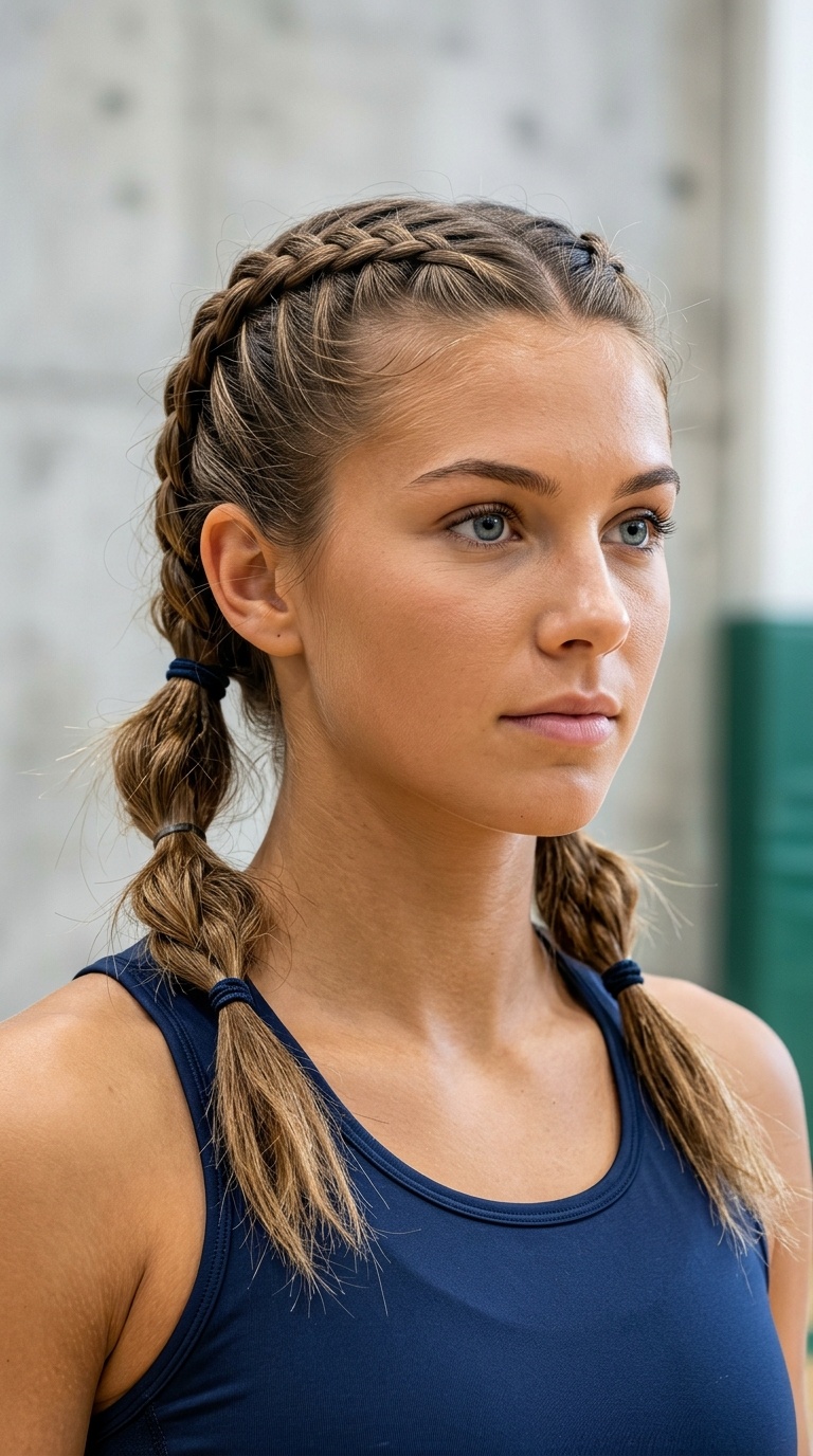 French Braids into Low Pigtails
